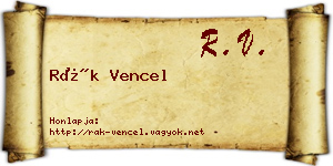Rák Vencel névjegykártya